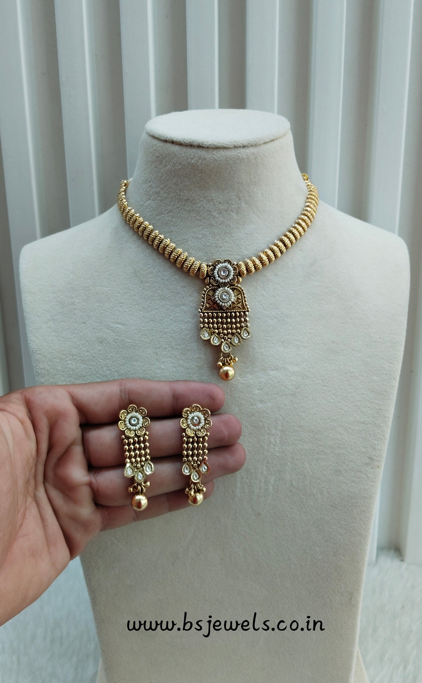Gold Polki Necklace Jewellery Pawan Set