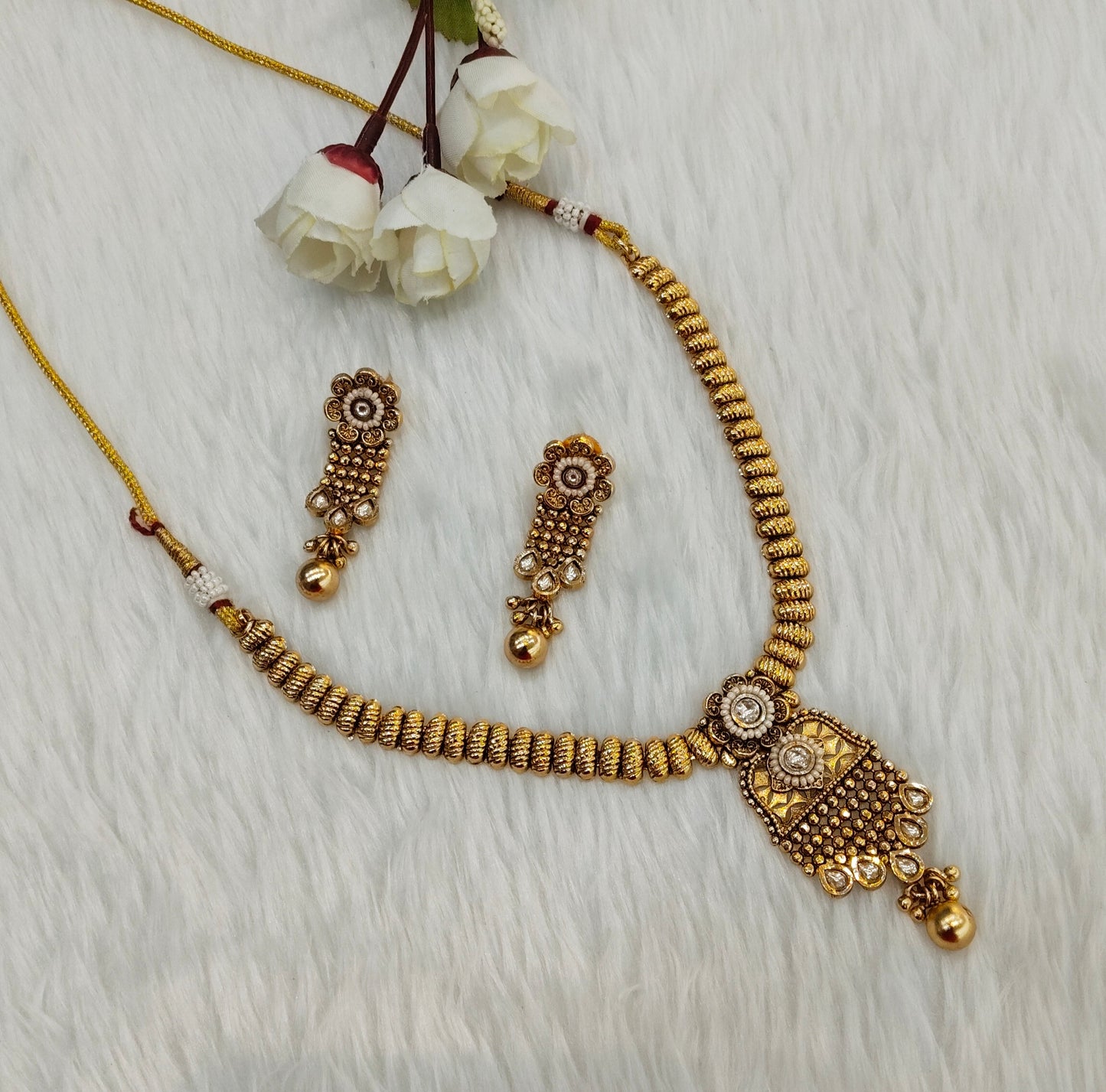 Gold Polki Necklace Jewellery Pawan Set