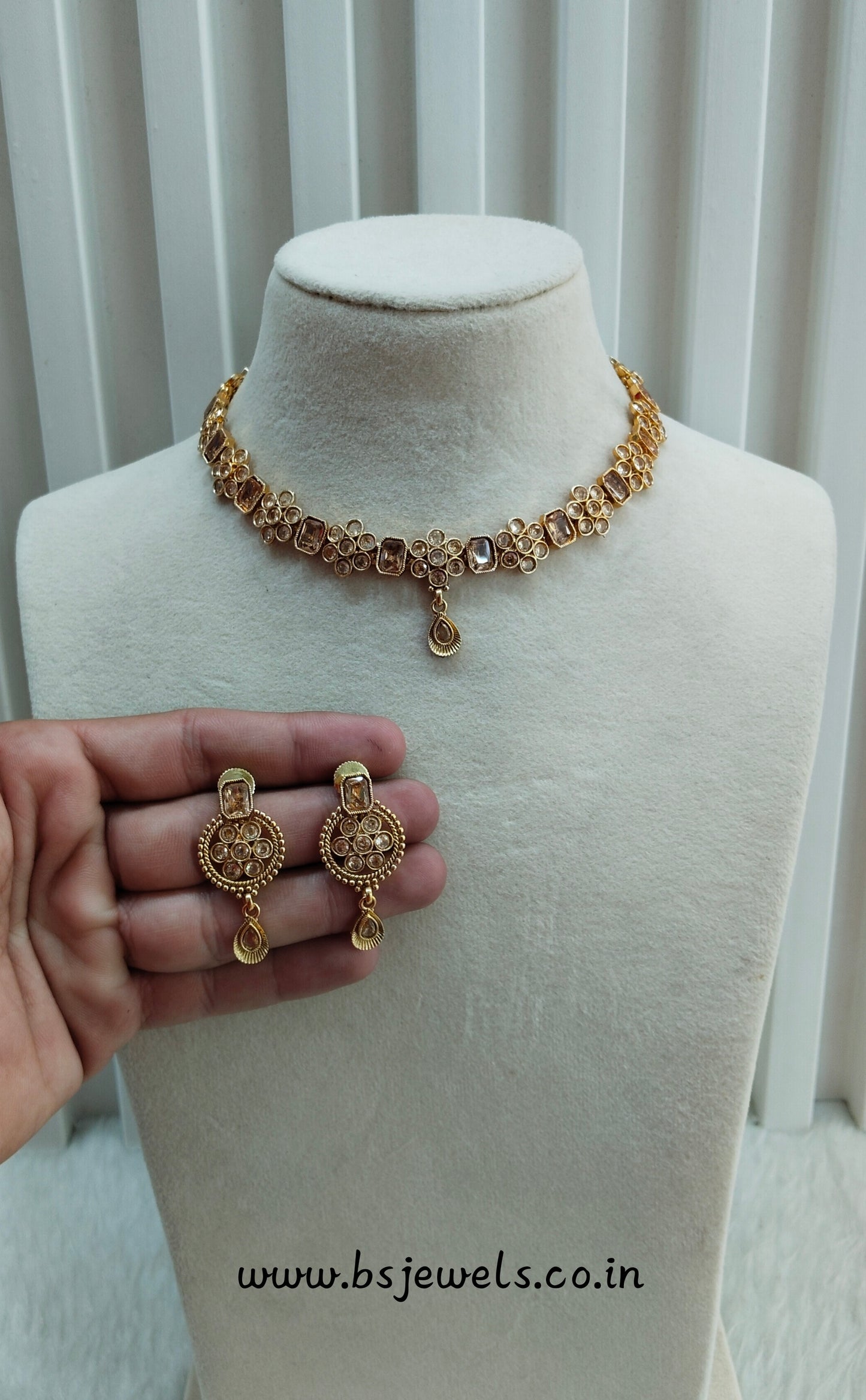 Gold Polki Necklace Jewellery Pawan Set