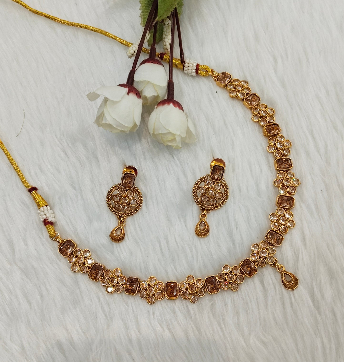 Gold Polki Necklace Jewellery Pawan Set