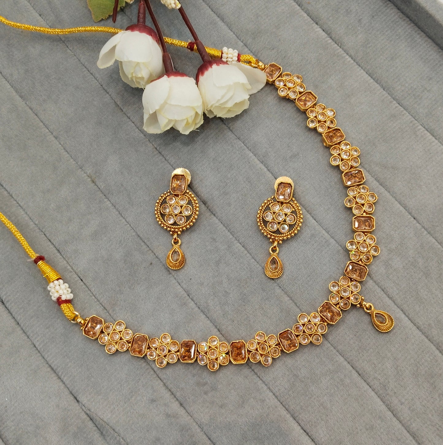 Gold Polki Necklace Jewellery Pawan Set