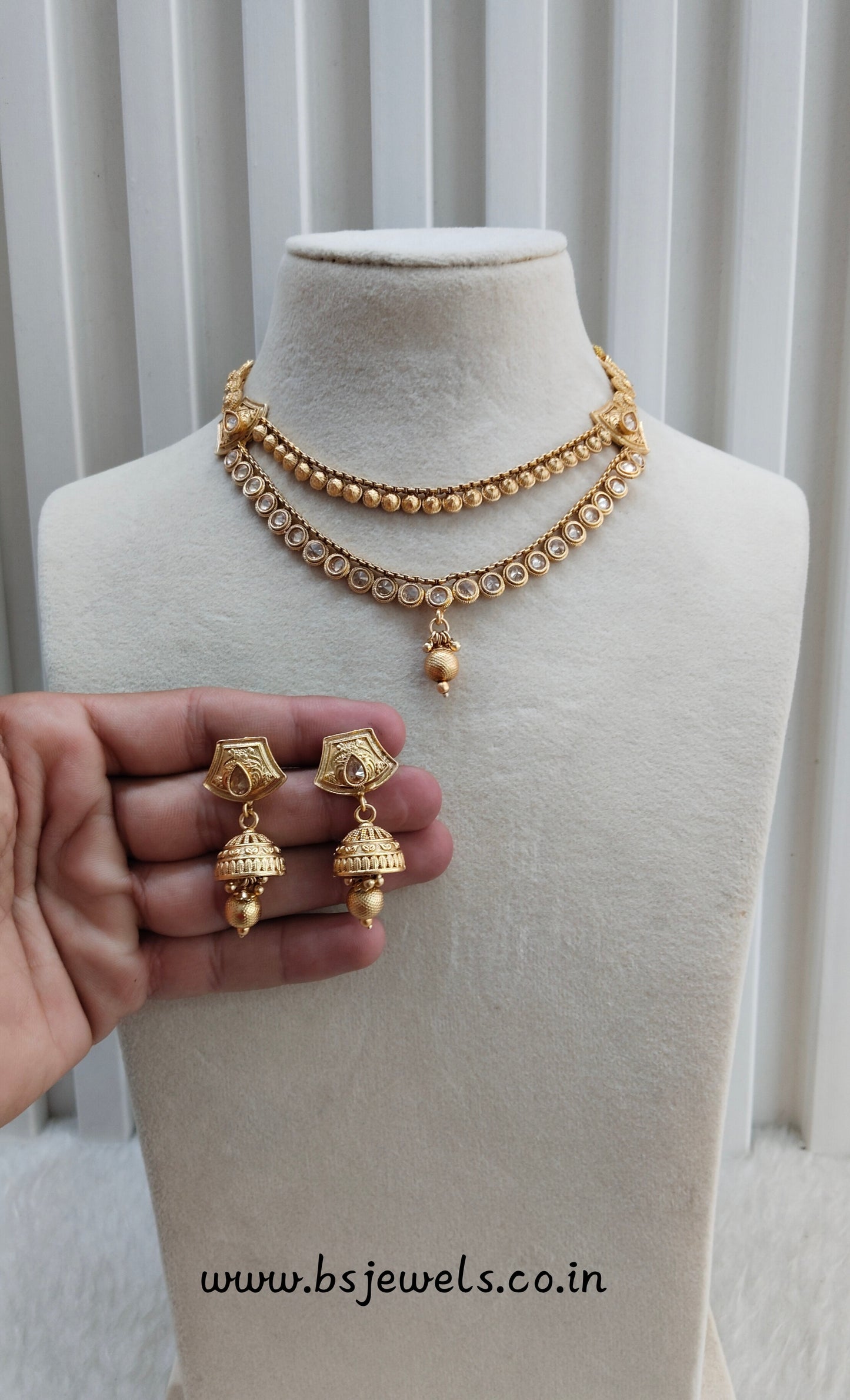 Gold Polki Necklace Jewellery Pawan Set