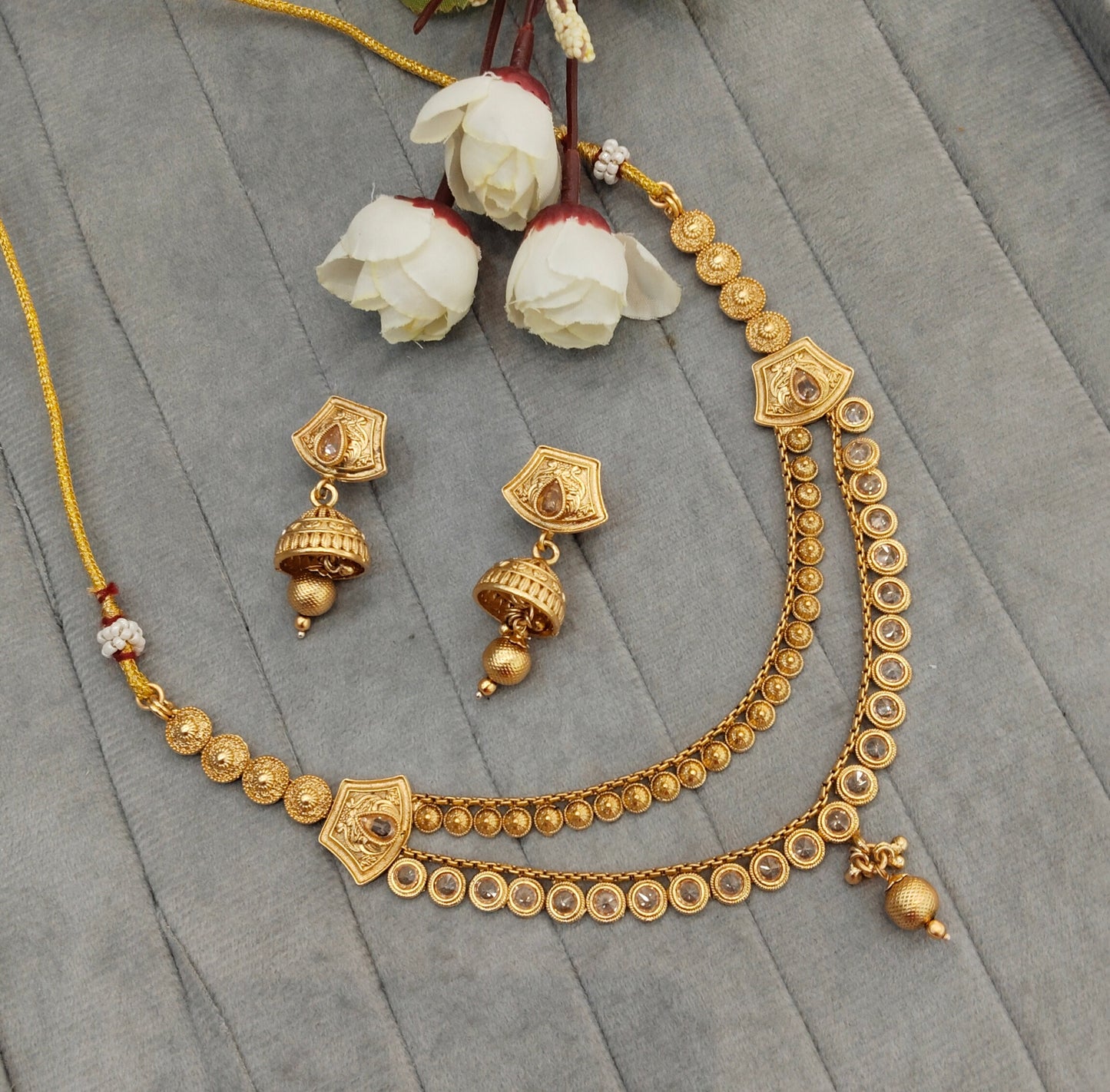 Gold Polki Necklace Jewellery Pawan Set