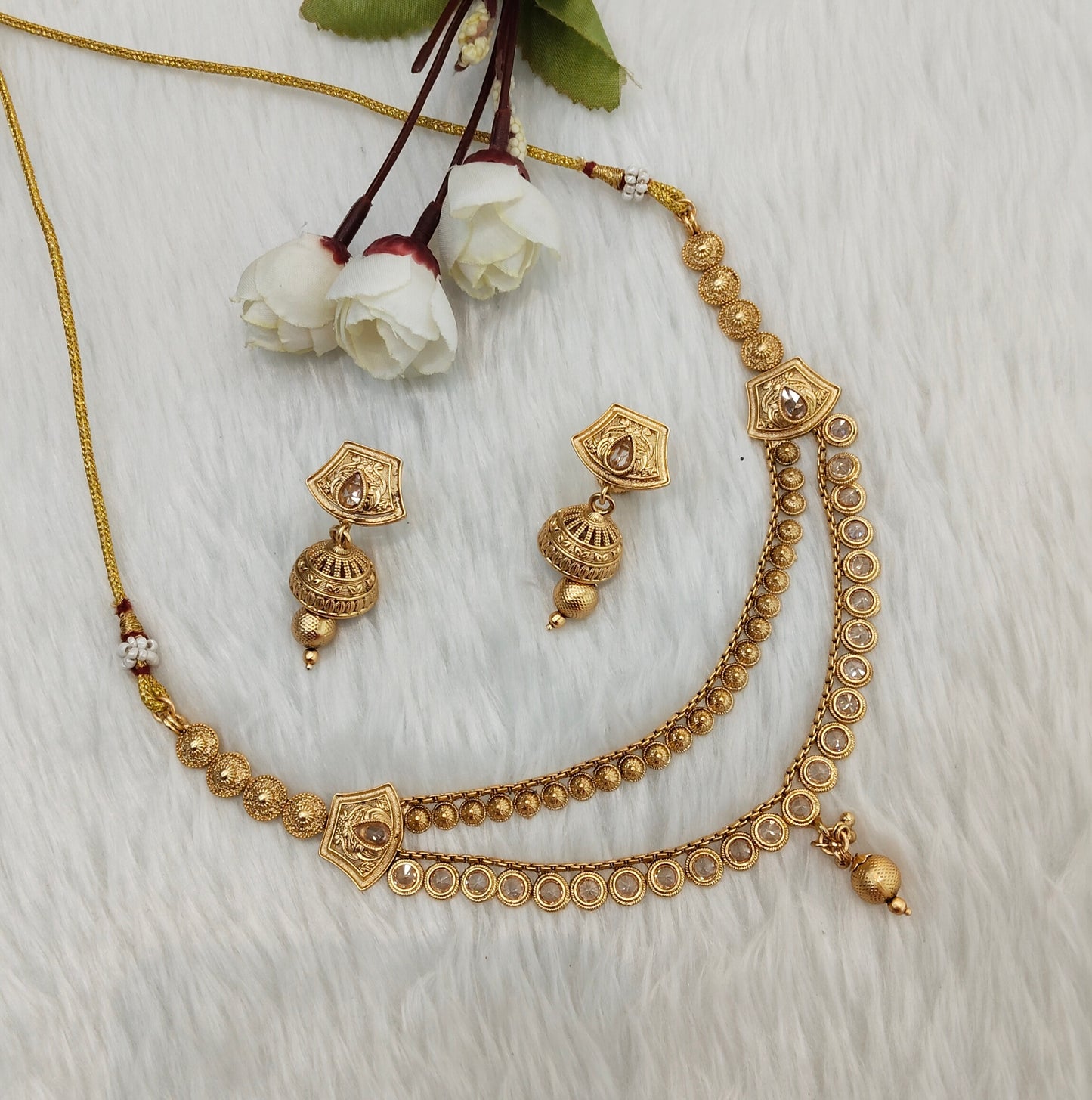 Gold Polki Necklace Jewellery Pawan Set