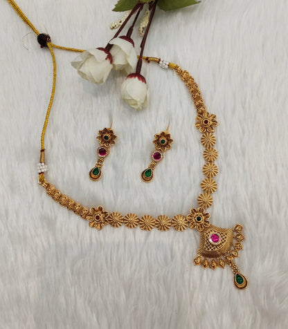 Ruby Green Gold Polki Necklace Jewellery Pawan Set