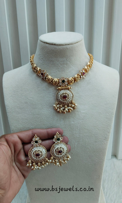 Ruby Green Gold Polki Necklace Jewellery Gurleen Set