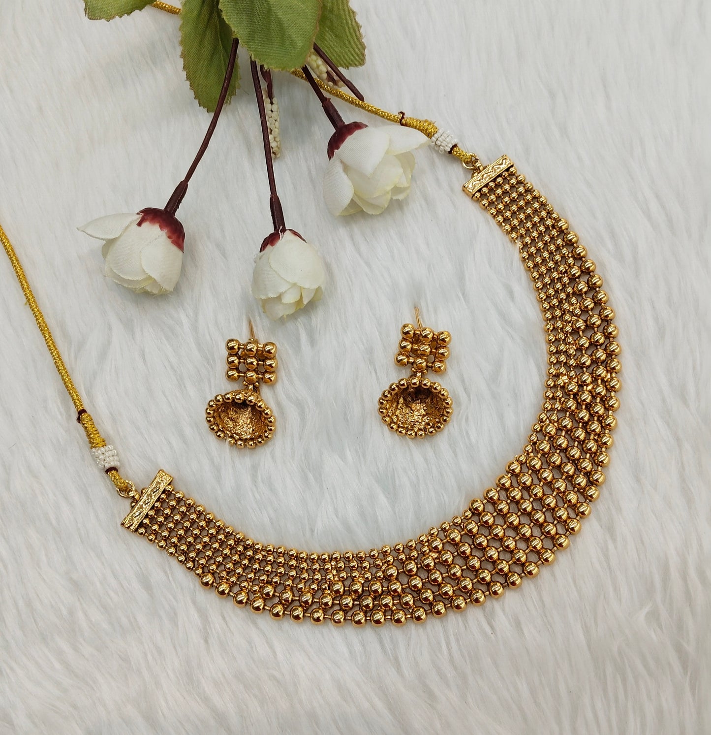 Gold Polki Necklace Jewellery Pawan Set