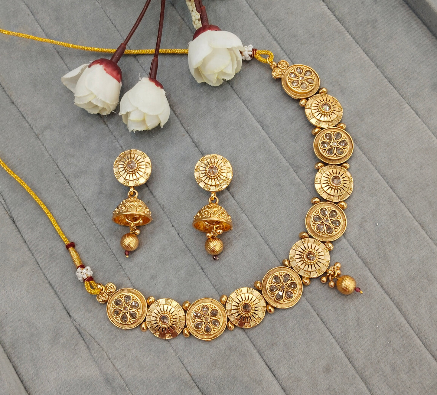 Gold Polki Necklace Jewellery Pawan Set
