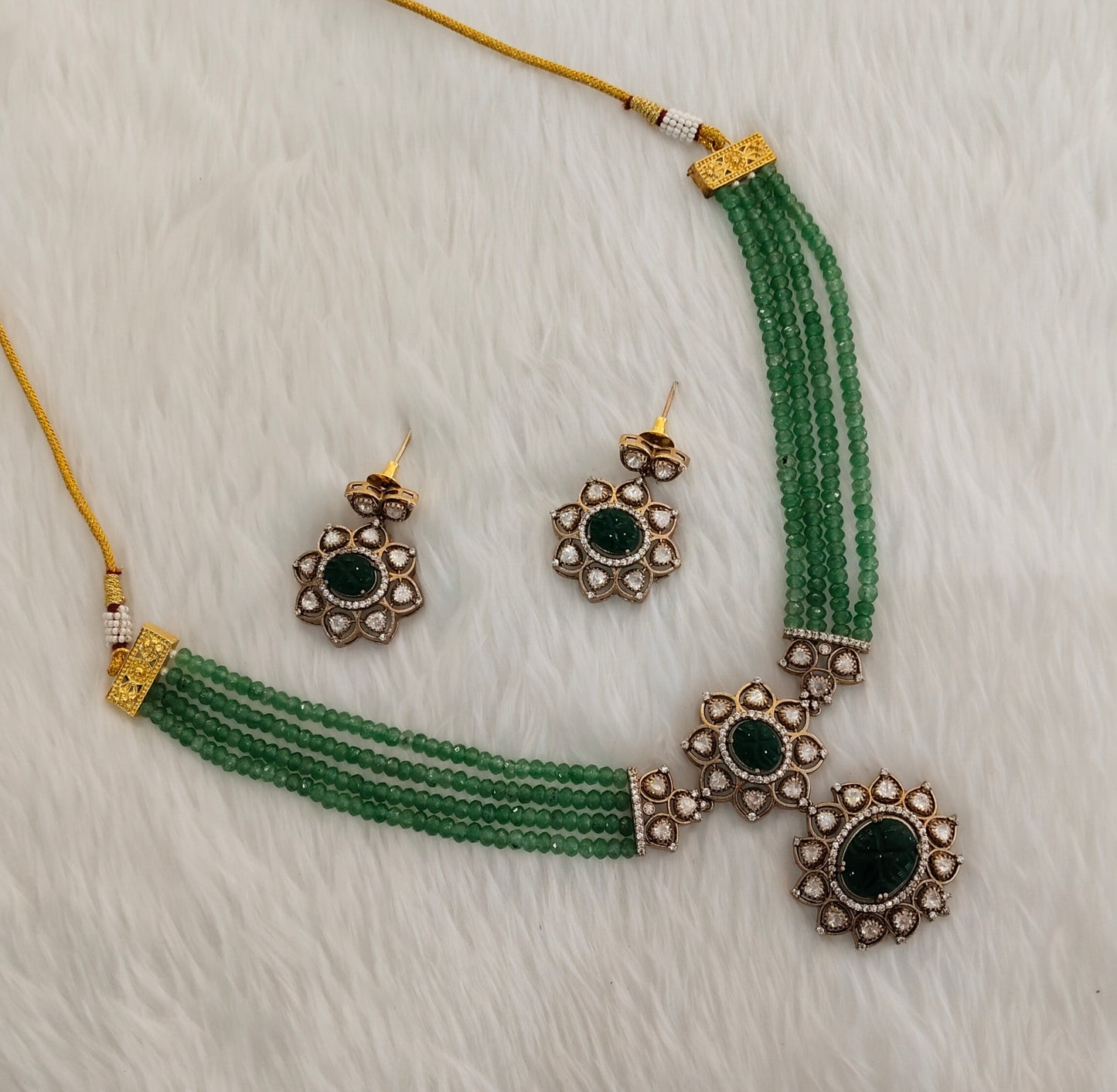 Sage Green Moissanite Kundan Choker Jewellery Swaraj Set