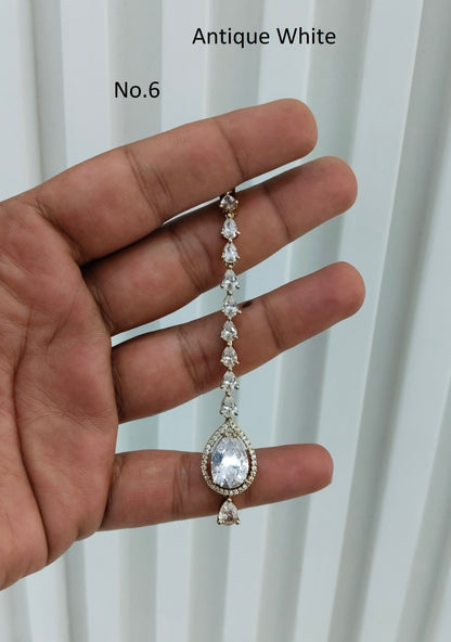 Antique Gold Cz Tikka Jewellery Headpiece Set