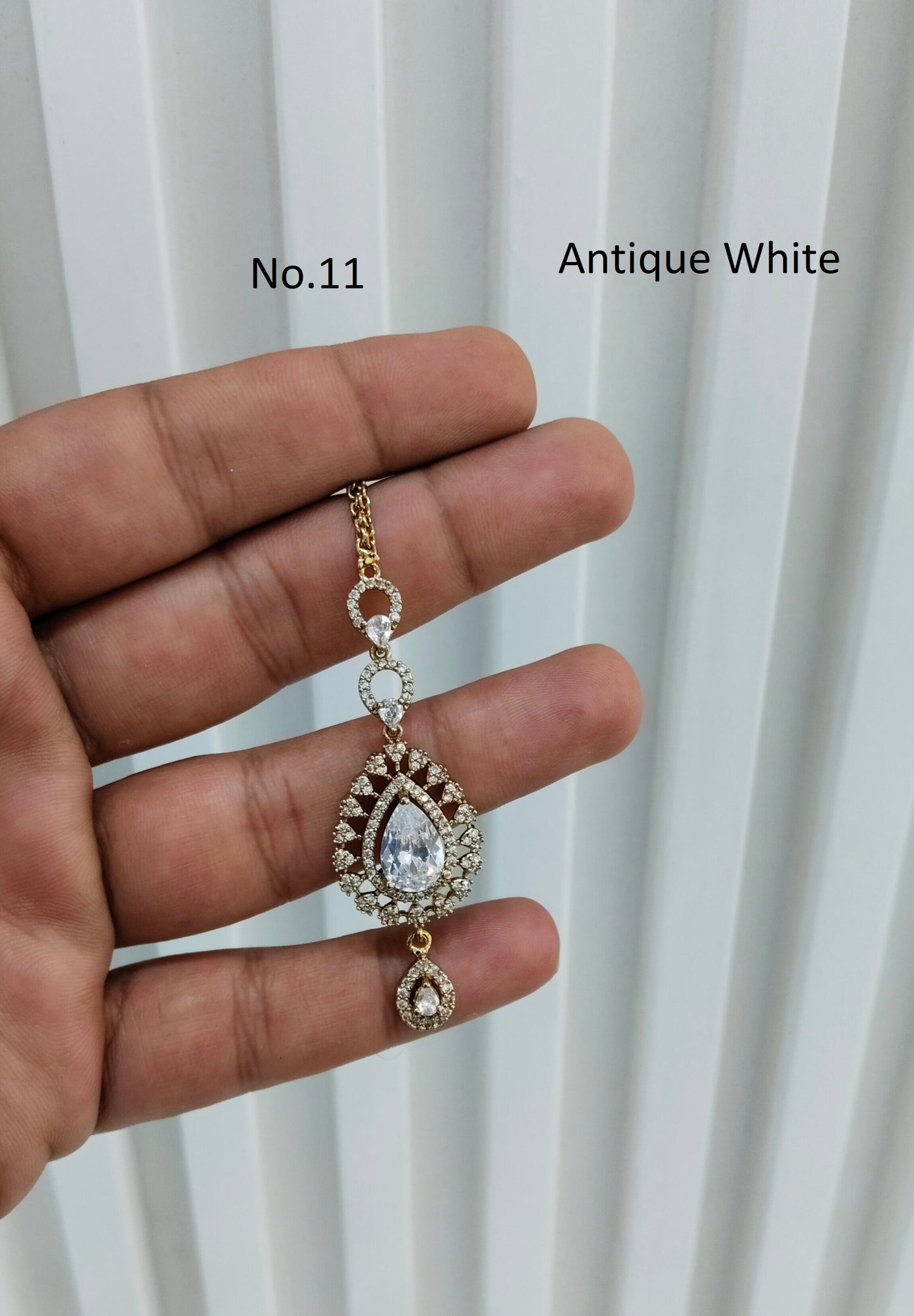 Antique Gold Cz Tikka Jewellery Headpiece Set