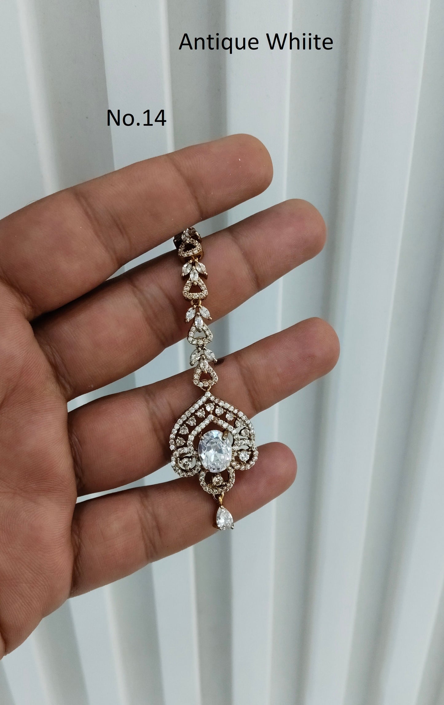 Antique Gold Cz Tikka Jewellery Headpiece Set