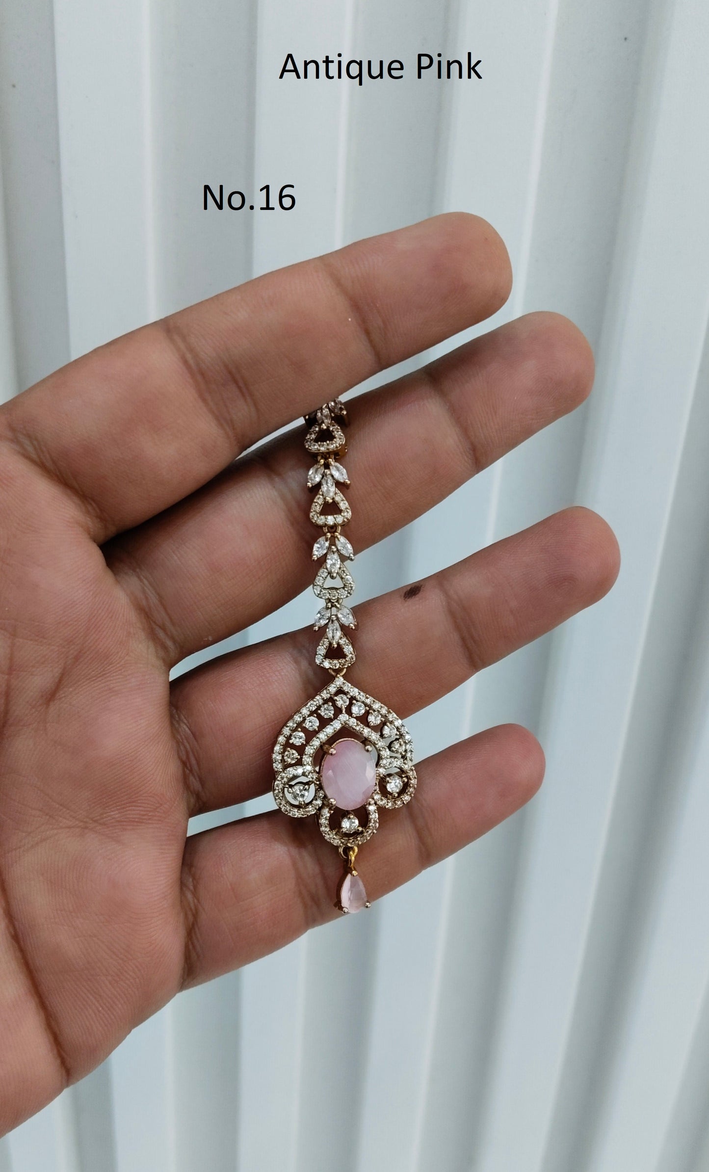 Antique Gold Cz Tikka Jewellery Headpiece Set