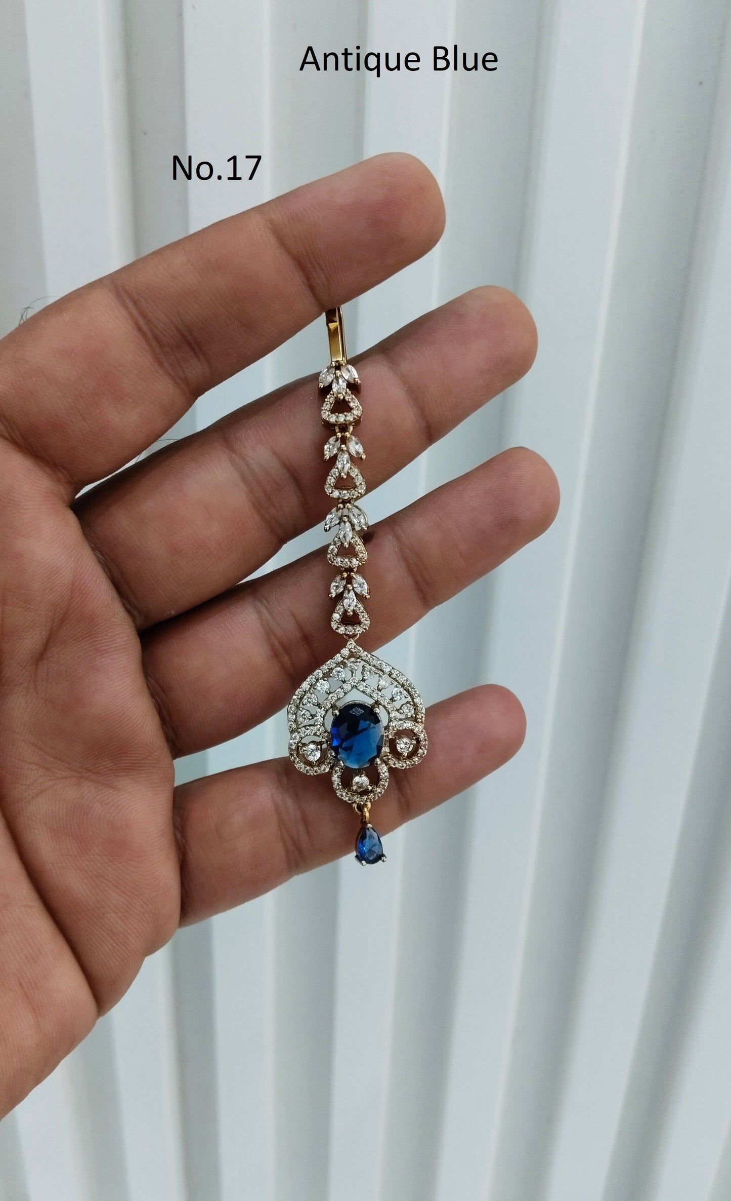 Antique Gold Cz Tikka Jewellery Headpiece Set