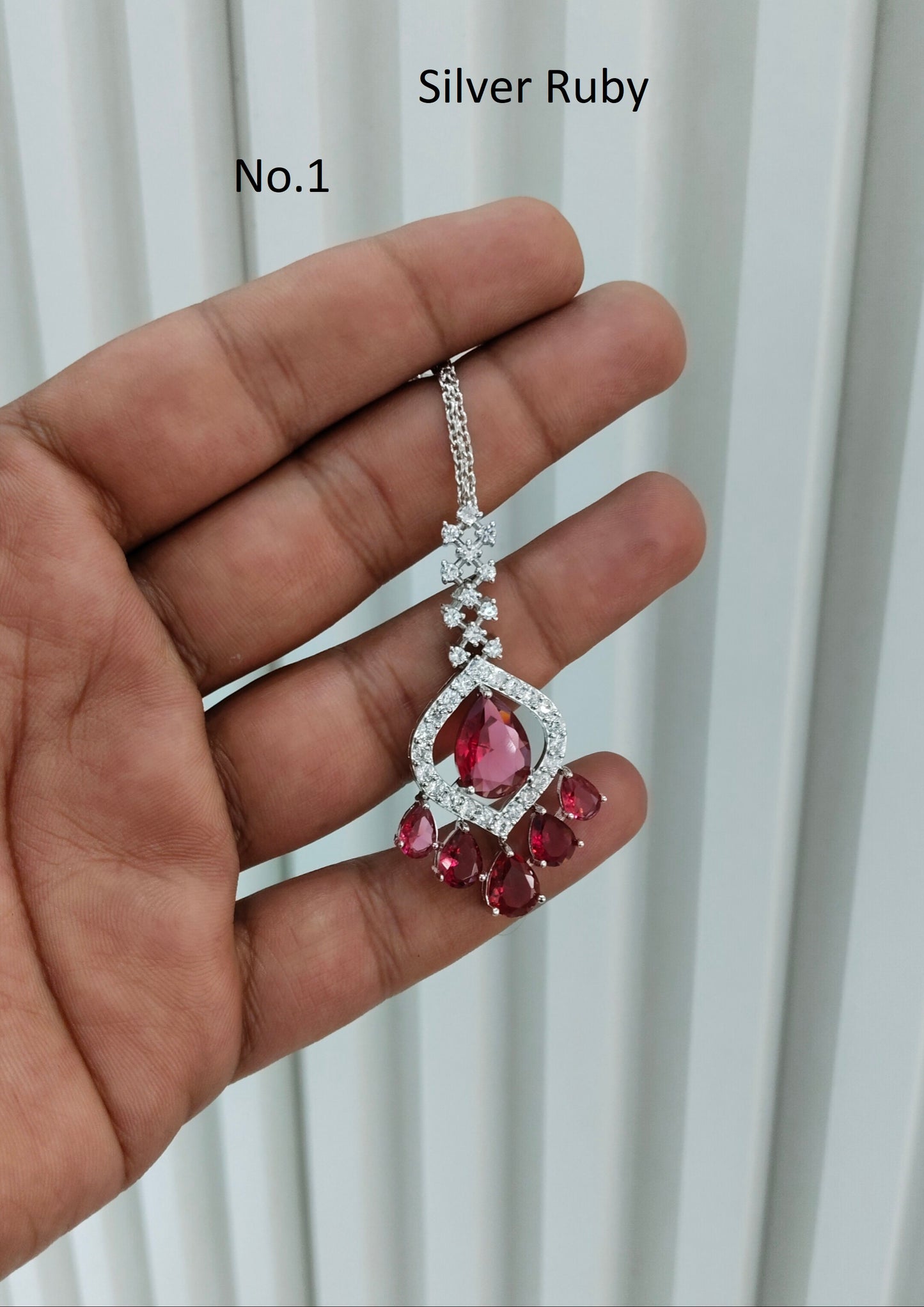 Silver Cz Tikka Jewellery Headpiece Set