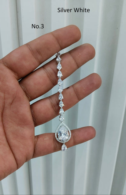 Silver Cz Tikka Jewellery Headpiece Set