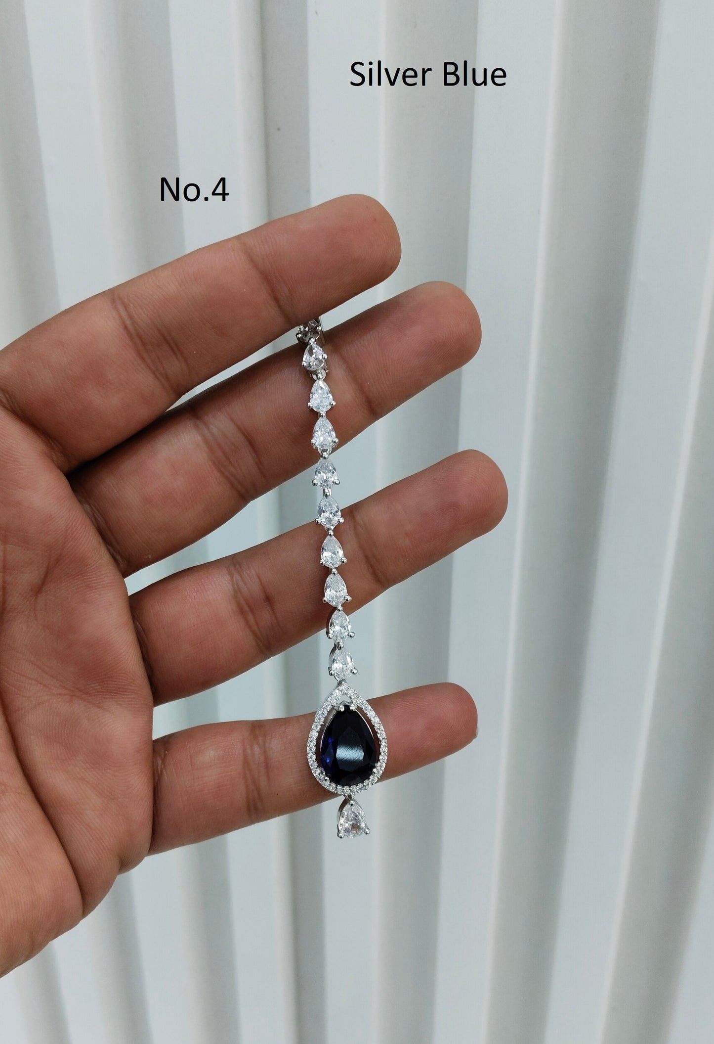 Silver Cz Tikka Jewellery Headpiece Set