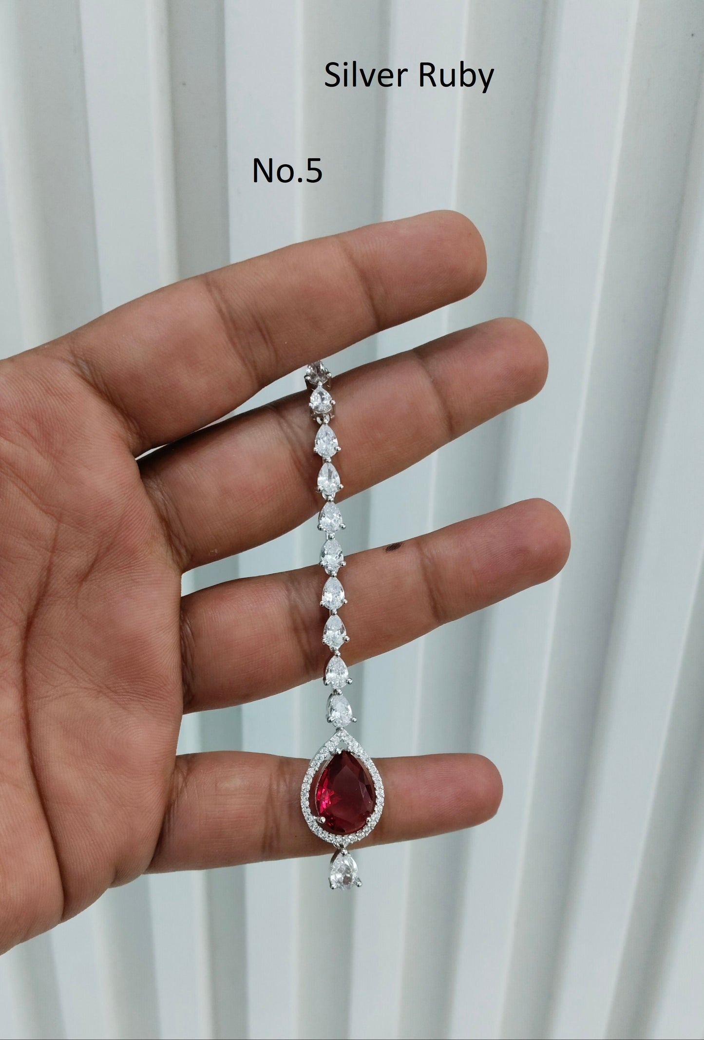 Silver Cz Tikka Jewellery Headpiece Set