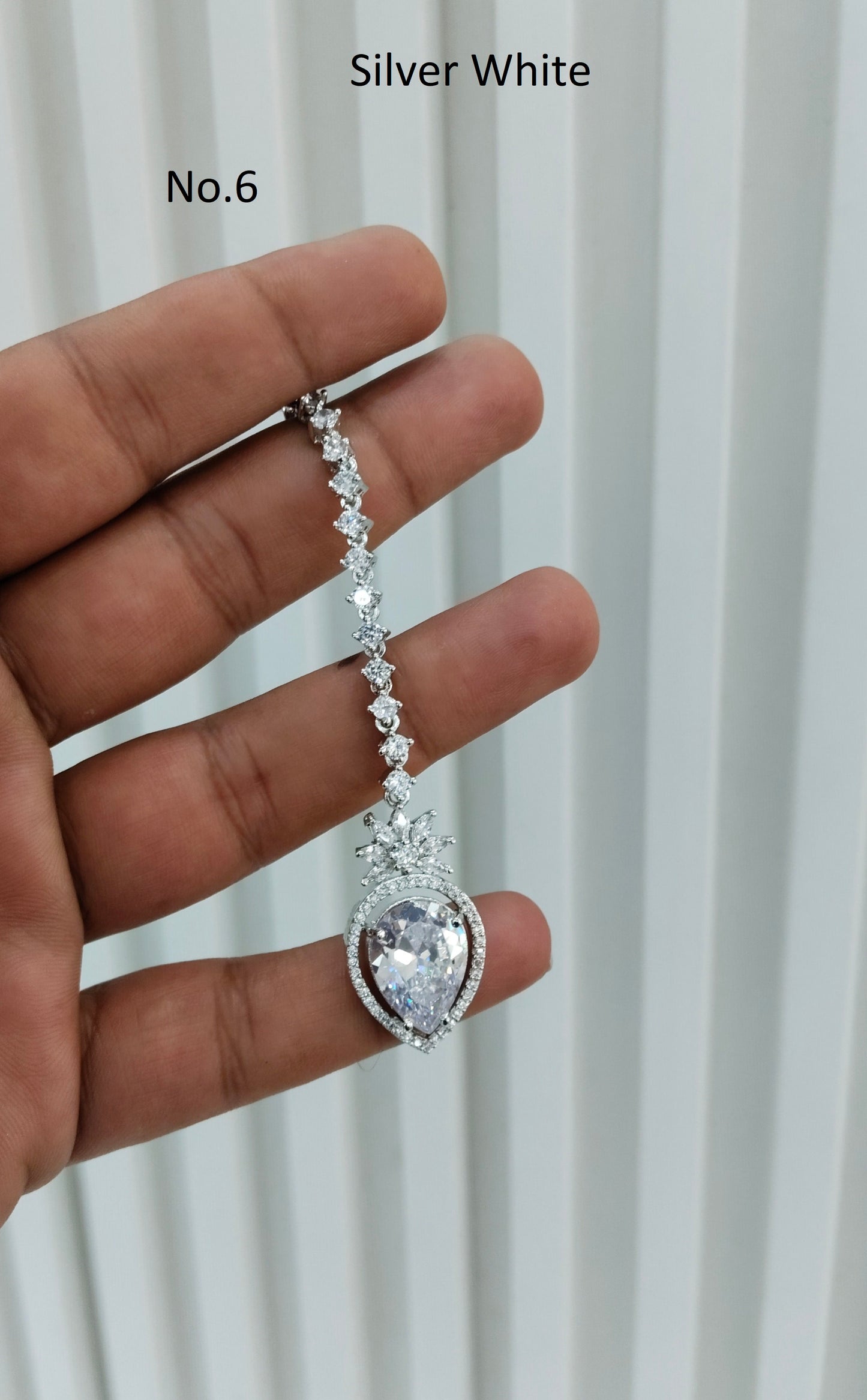 Silver Cz Tikka Jewellery Headpiece Set