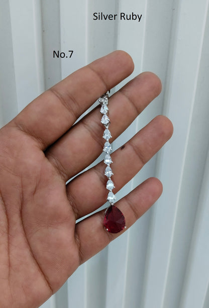 Silver Cz Tikka Jewellery Headpiece Set