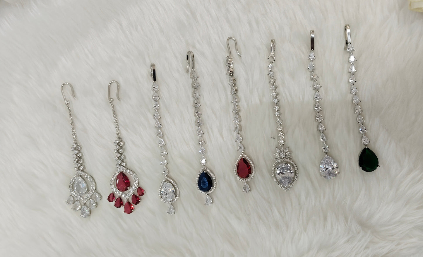 Silver Cz Tikka Jewellery Headpiece Set