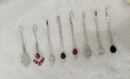 Silver Cz Tikka Jewellery Headpiece Set