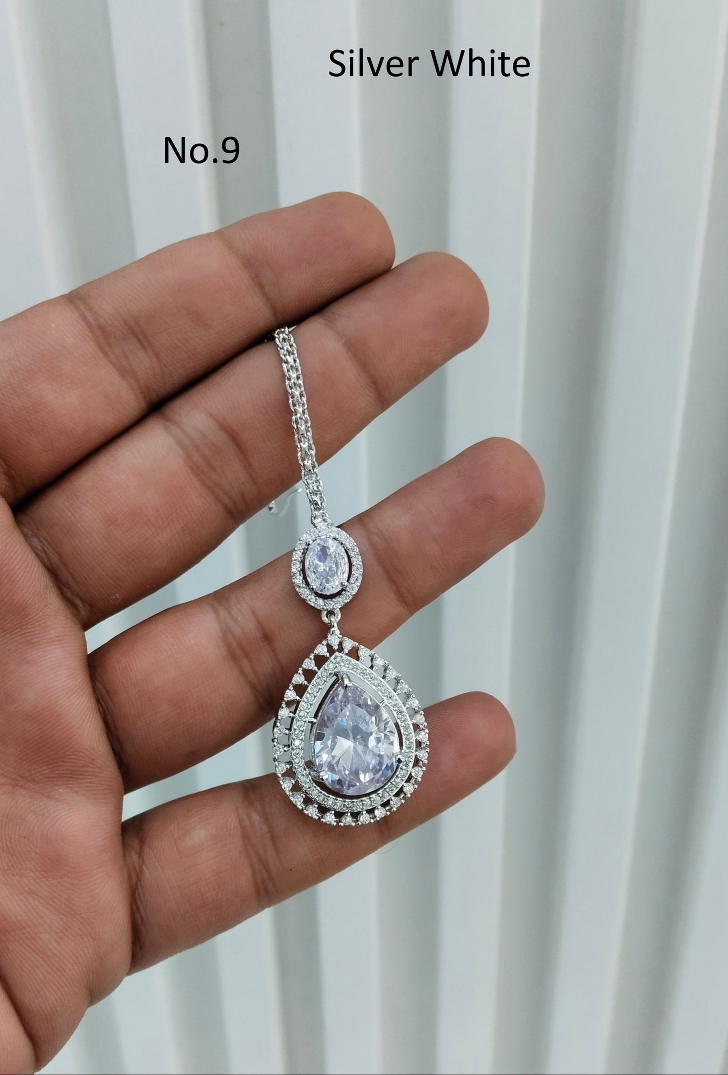 Silver Cz Tikka Jewellery Headpiece Set