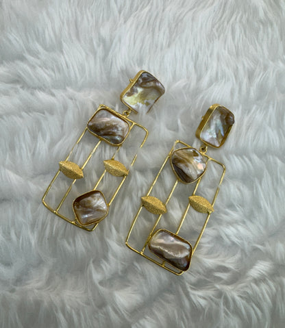 White Mother Of Pearl Bollywood Aarna Earrings