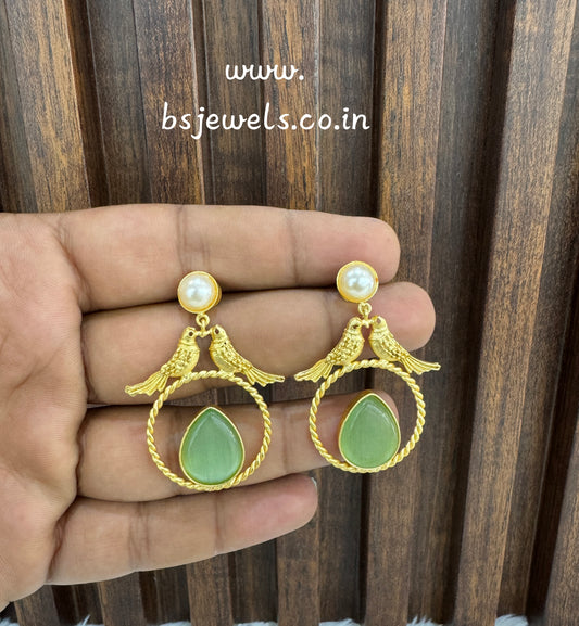 Mint Mother Of Pearl Bollywood Aarna Earrings