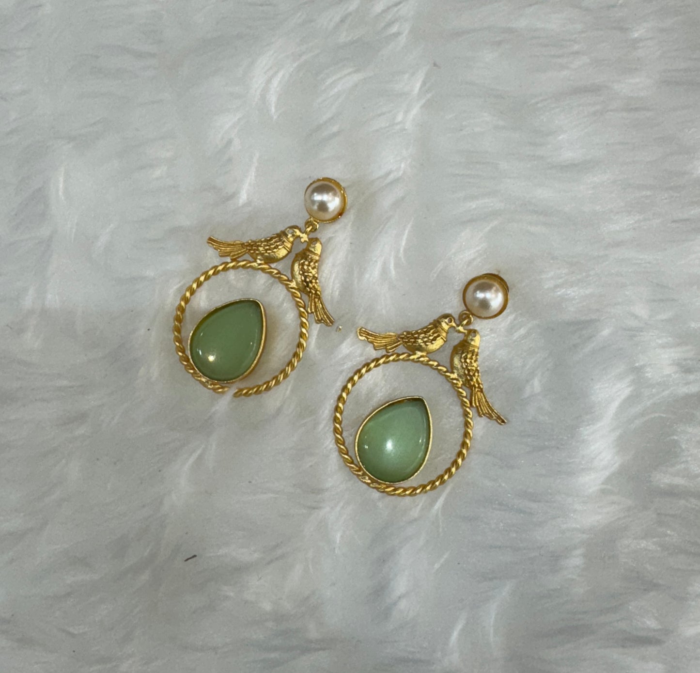 Mint Mother Of Pearl Bollywood Aarna Earrings