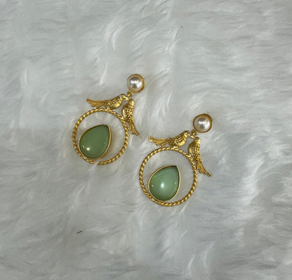 Mint Mother Of Pearl Bollywood Aarna Earrings