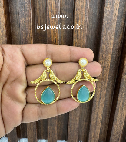 Sky Blue Mother Of Pearl Bollywood Aarna Earrings