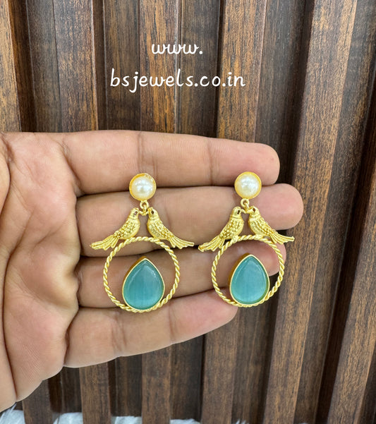 Sky Blue Mother Of Pearl Bollywood Aarna Earrings