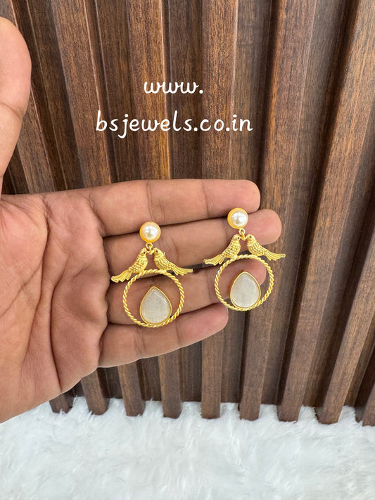 White Mother Of Pearl Bollywood Aarna Earrings
