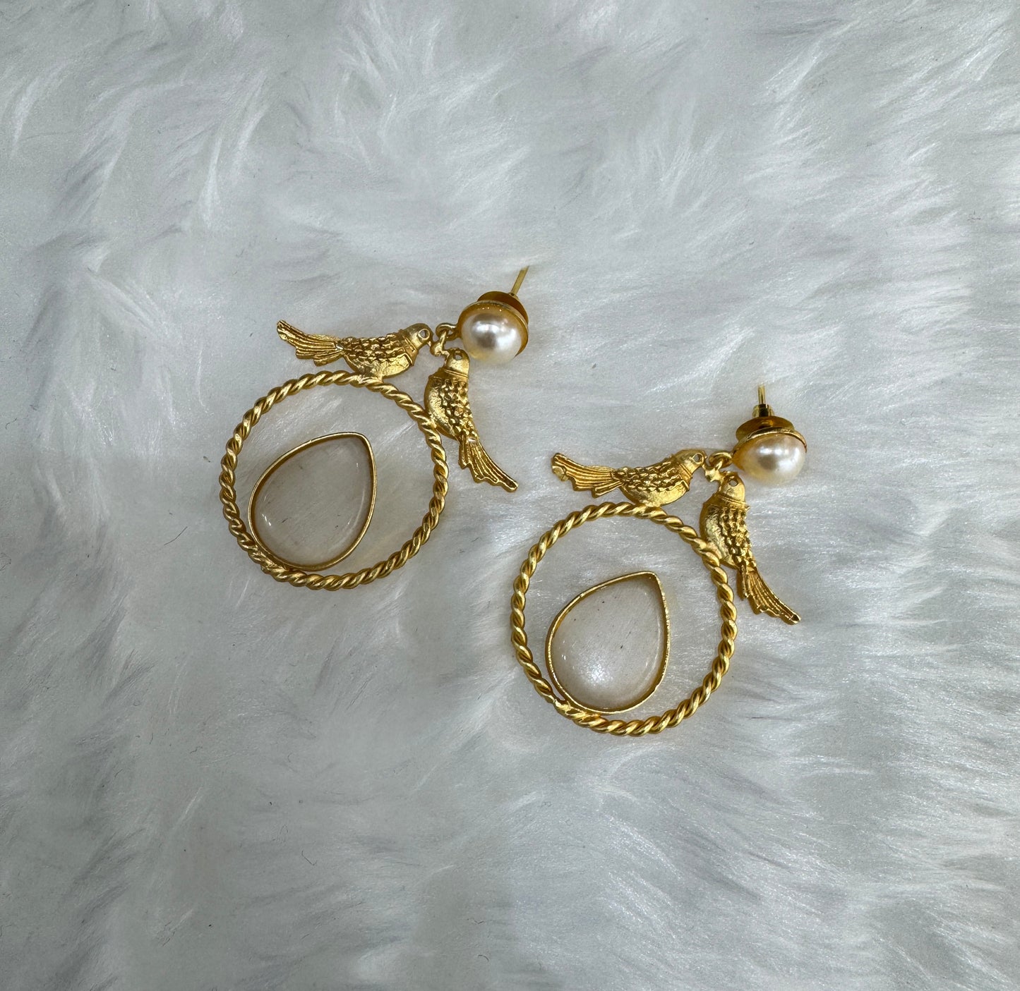 White Mother Of Pearl Bollywood Aarna Earrings