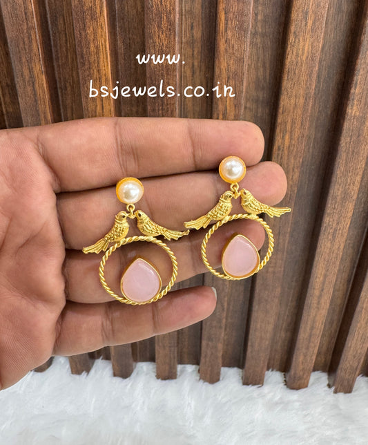 Pink Mother Of Pearl Bollywood Aarna Earrings
