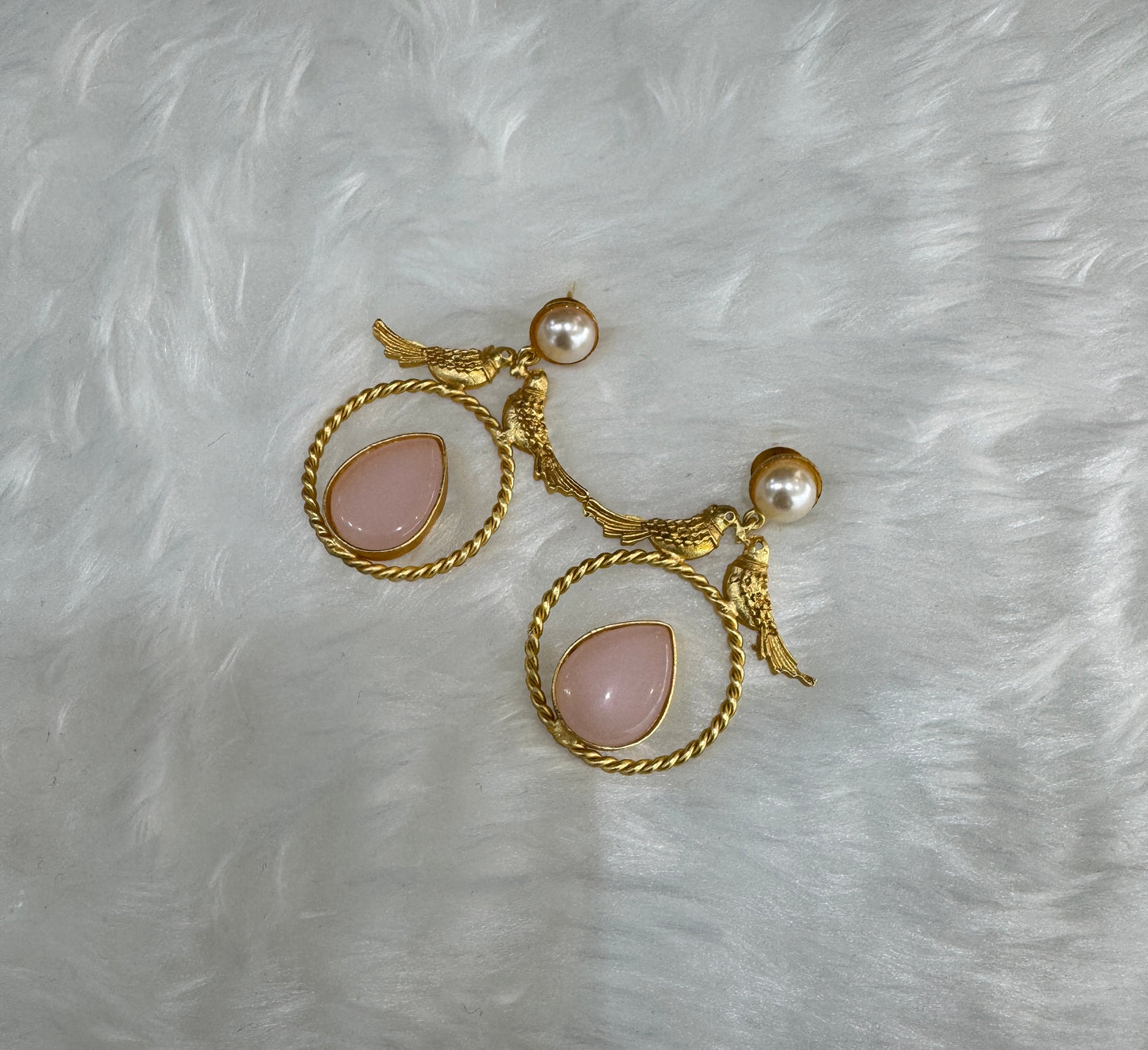 Pink Mother Of Pearl Bollywood Aarna Earrings