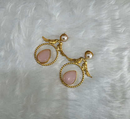 Pink Mother Of Pearl Bollywood Aarna Earrings
