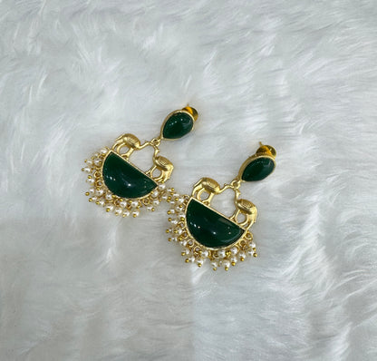 Green Mother Of Pearl Bollywood Aarna Earrings