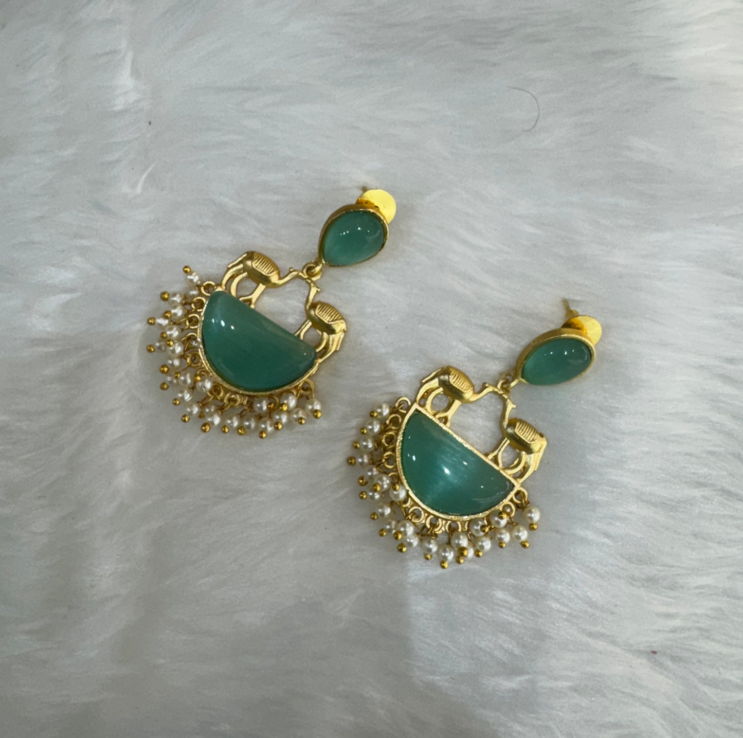Mint Mother Of Pearl Bollywood Aarna Earrings