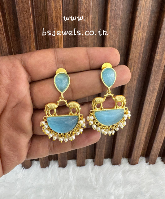Sky Blue Mother Of Pearl Bollywood Aarna Earrings