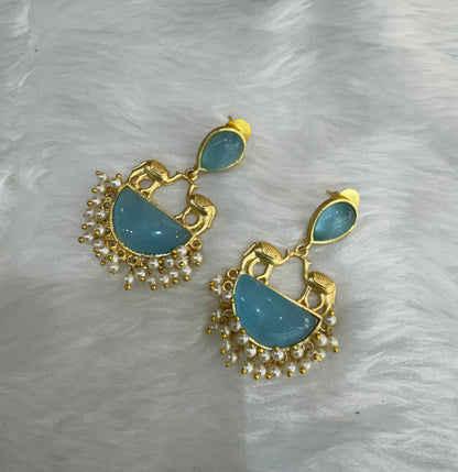 Sky Blue Mother Of Pearl Bollywood Aarna Earrings