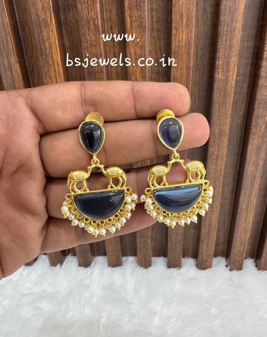 Blue Mother Of Pearl Bollywood Aarna Earrings