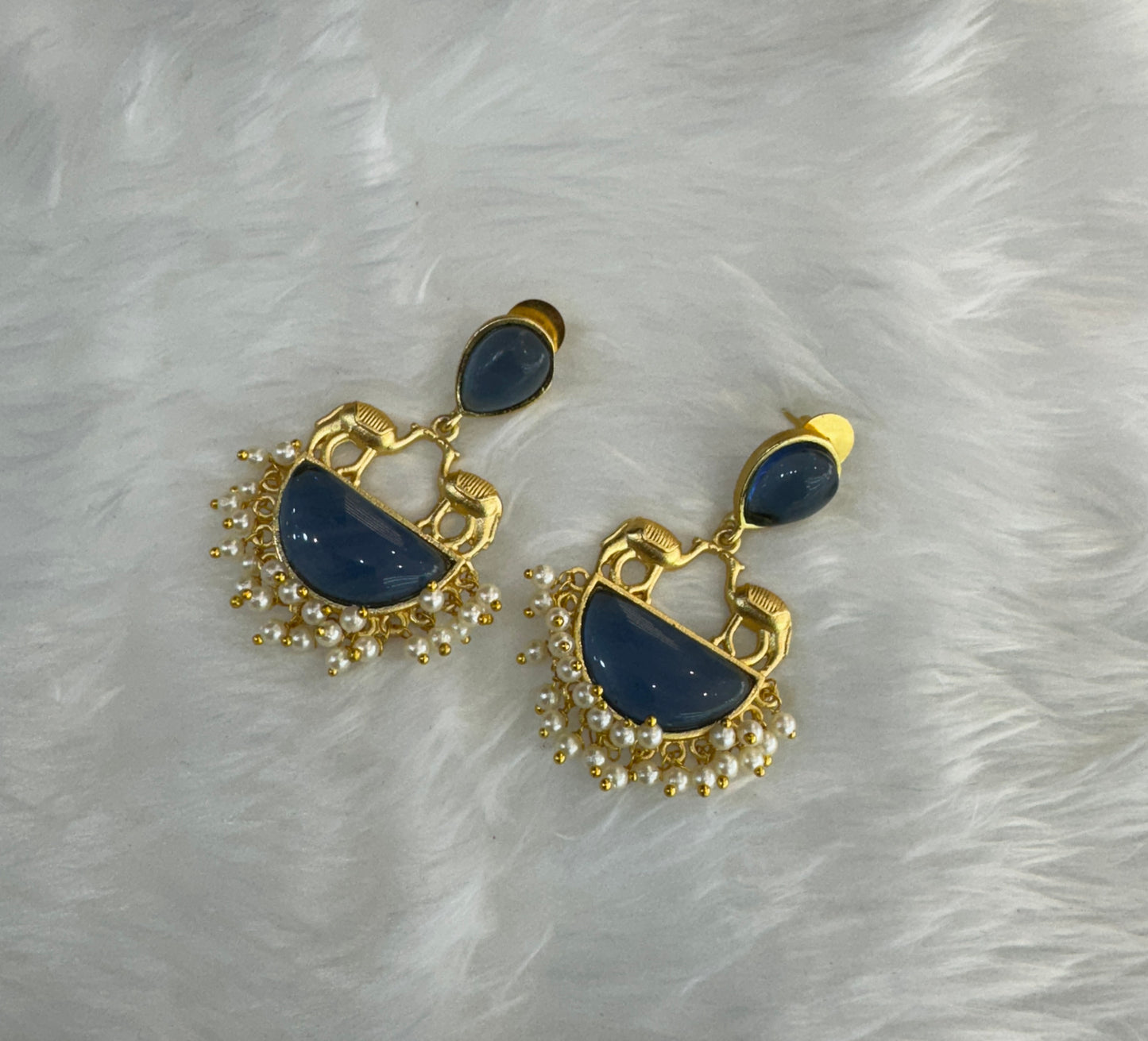 Blue Mother Of Pearl Bollywood Aarna Earrings