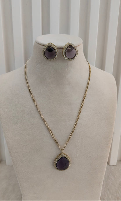 Purple Gold Moissanite Kundan Necklace Jewellery Avenger Chain Set