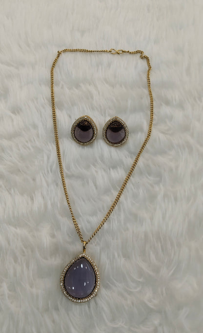 Purple Gold Moissanite Kundan Necklace Jewellery Avenger Chain Set