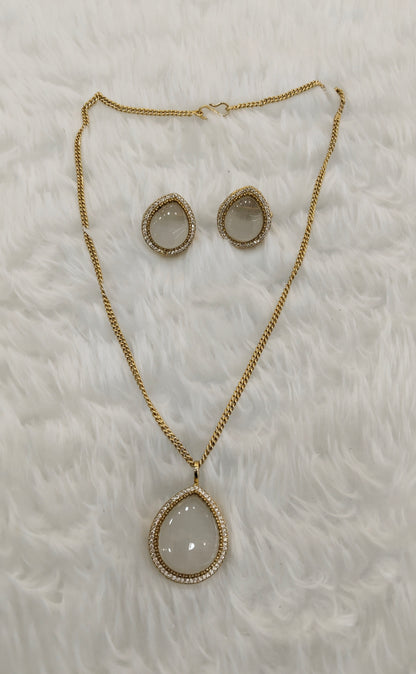 White Gold Moissanite Kundan Necklace Jewellery Avenger Chain Set