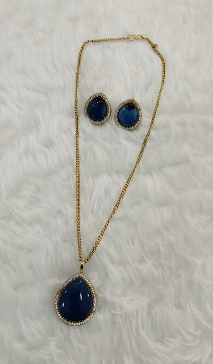 Blue Gold Moissanite Kundan Necklace Jewellery Avenger Chain Set