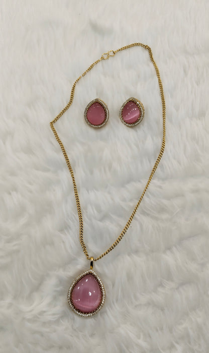 Pink Gold Moissanite Kundan Necklace Jewellery Avenger Chain Set