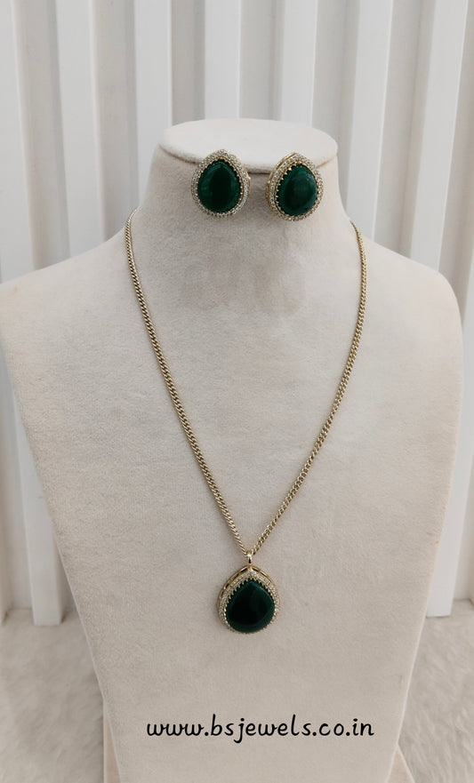 Green Gold Moissanite Kundan Necklace Jewellery Avenger Chain Set